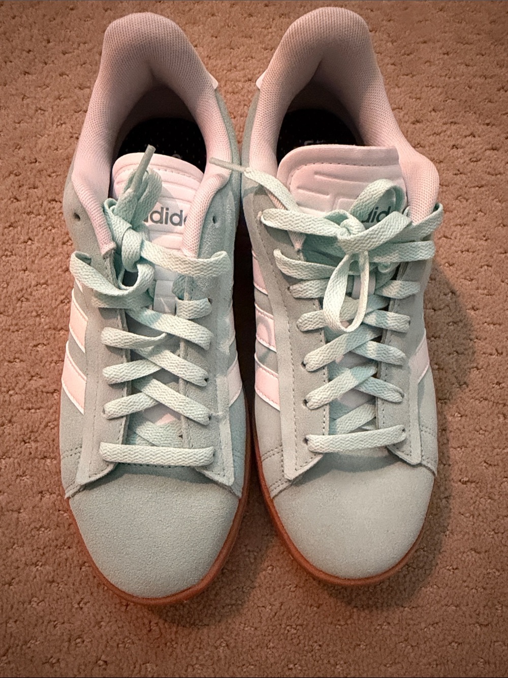 adidas grand court alpha tennis Sneakers in Mint Green with White Stripes